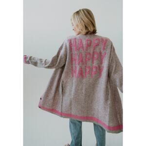 NWT Happy Happy Happy Anniewear Varsity Oversized Cardigan Large